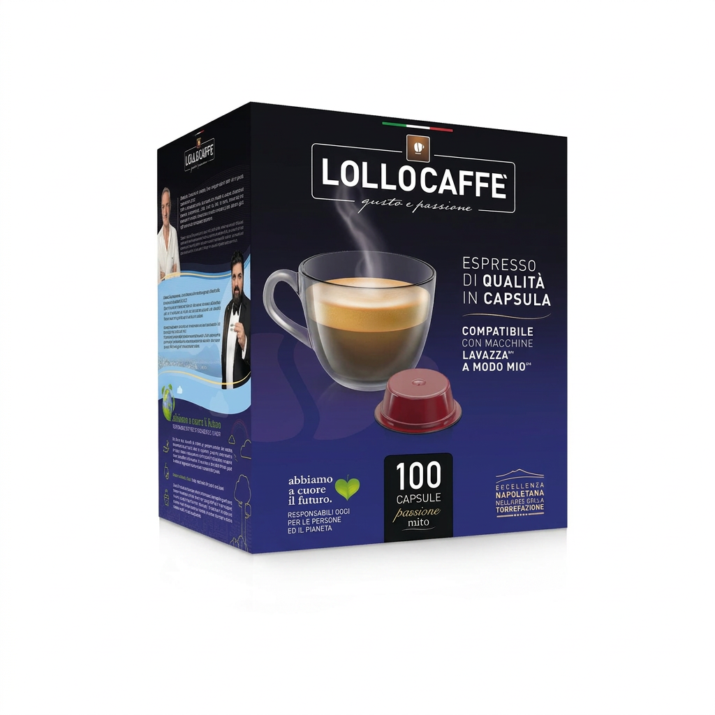 **100 Capsule A Modo Mio Lollo Caffè Miscela Nera | Espresso Intenso e Cremoso**